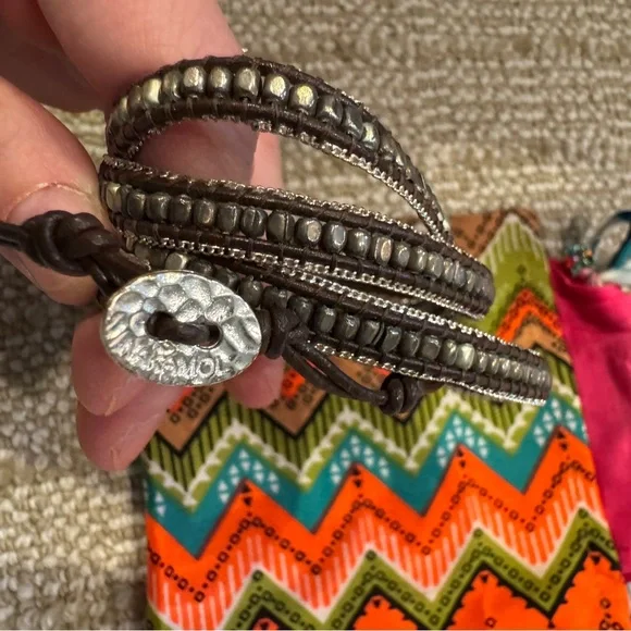 Nakamol Gray & Brown Beaded Wrap Bracelet - Picture 4 of 6